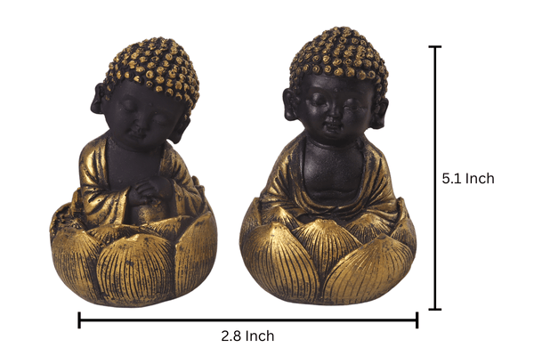 black golden resin lotus buddha pair measurement