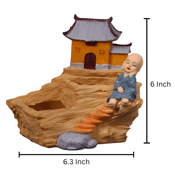 polyresin monk house planter measurement