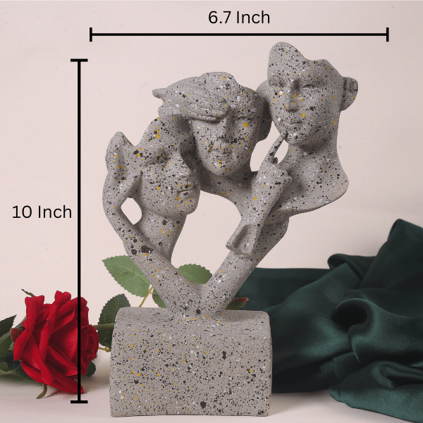 unique handicraft 3 faced sculpture measurement view