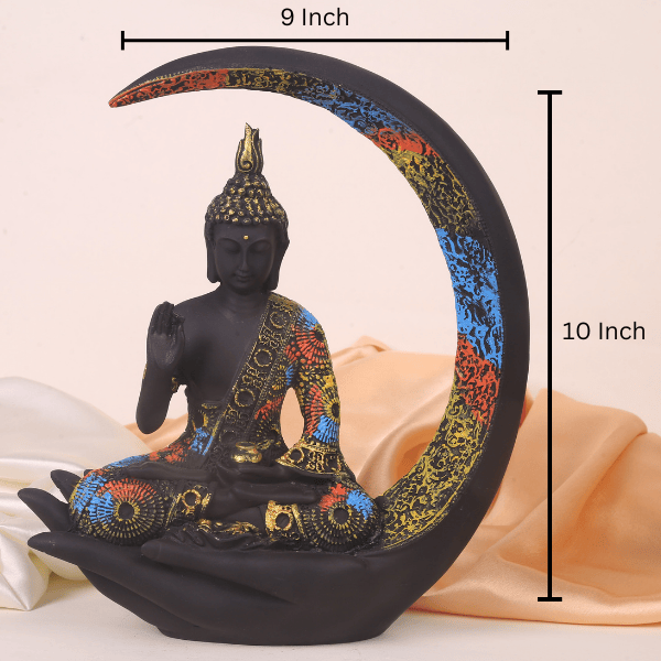 multicolour moon meditating buddha measurement 
