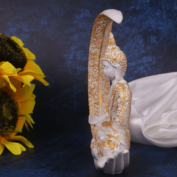 white moon meditating buddha side pose