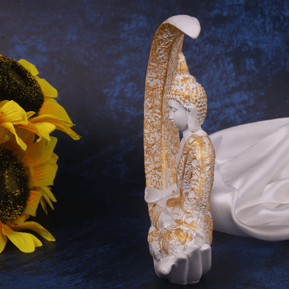 white moon meditating buddha side pose